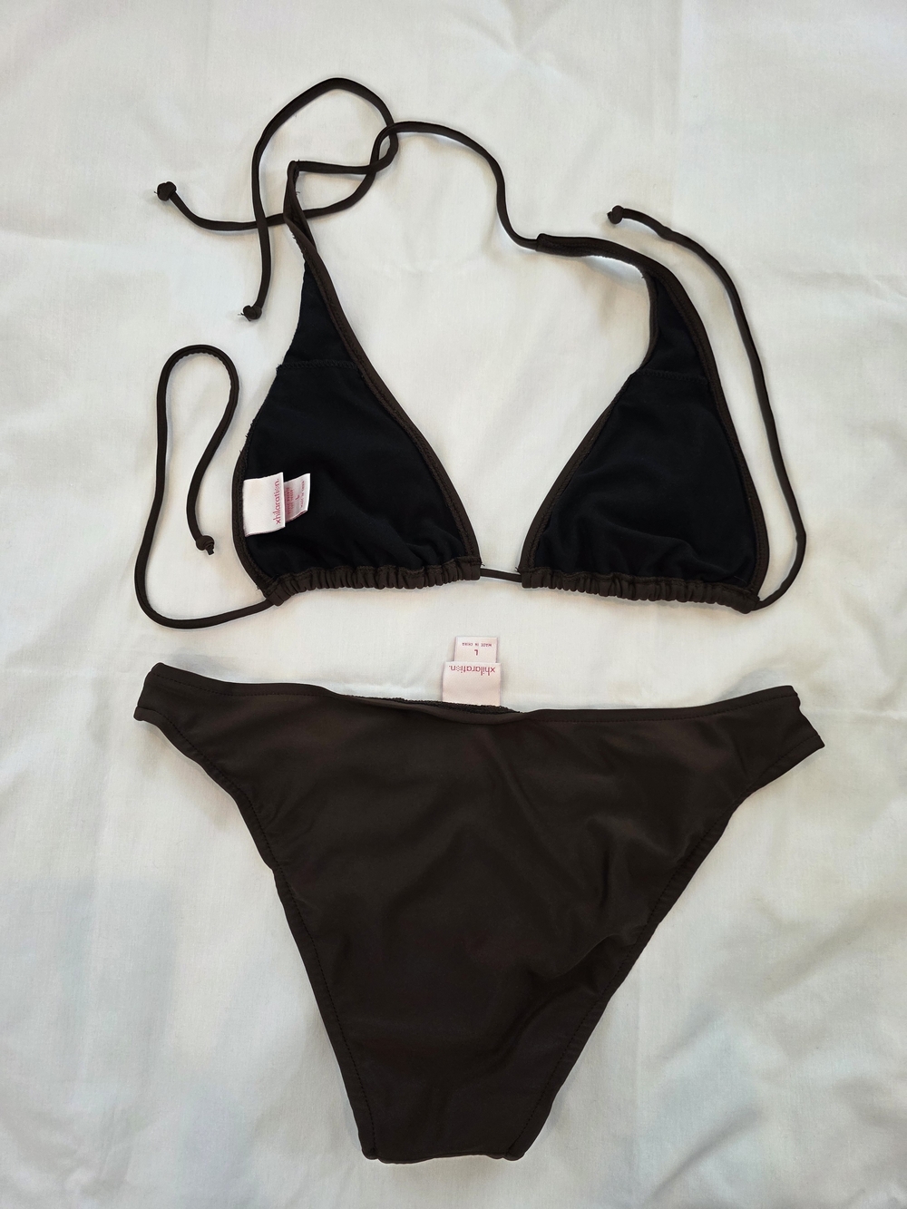 Women’s Chocolate Brown Embroidered Triangle Bikini Set - Picture 2 of 5